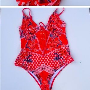 Revolve Minkpink Lace-up Front Floral Swimsuit